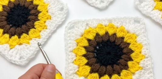 Sunflower Sunburst Granny Square Pattern