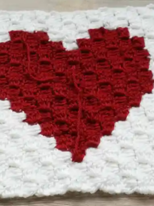 C2C Heart Square Blanket Pattern