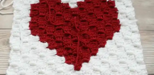 C2C Heart Square Blanket Pattern