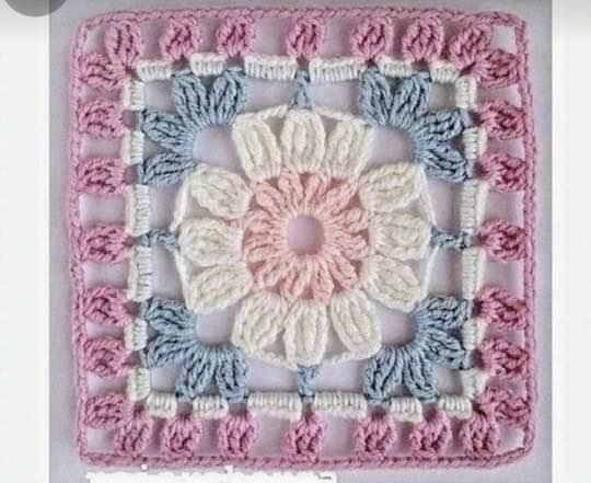 Crochet Square with Flower Pattern