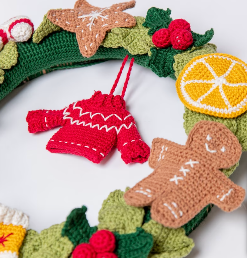 Read more about the article Gingerbread Christmas Wreath Free Pattern