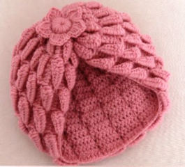 Turban Hat with 3D Braided Leaf Stitch in Tunisian Crochet