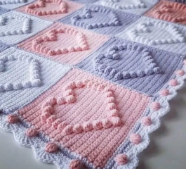 Heart Bobble Blanket Crochet Pattern