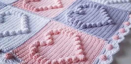 Heart Bobble Blanket Crochet Pattern