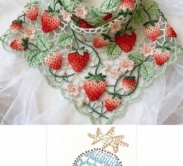 Strawberry Lace Scarf – Complete Written Pattern + Diagram