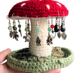 Crochet Mushroom Jewelry Holder Pattern
