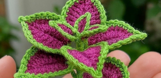 Crochet Plant Pot with Leaves Free Pattern