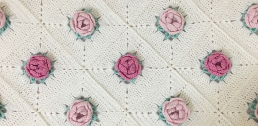 Pink Rose Garden Crochet Blanket Pattern