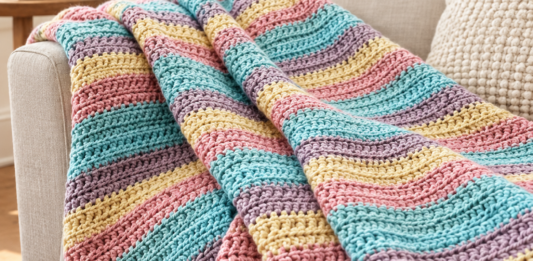 Herringbone Half Double Crochet Blanket Pattern