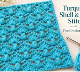 Turquoise Shell & Puff Crochet Stitch